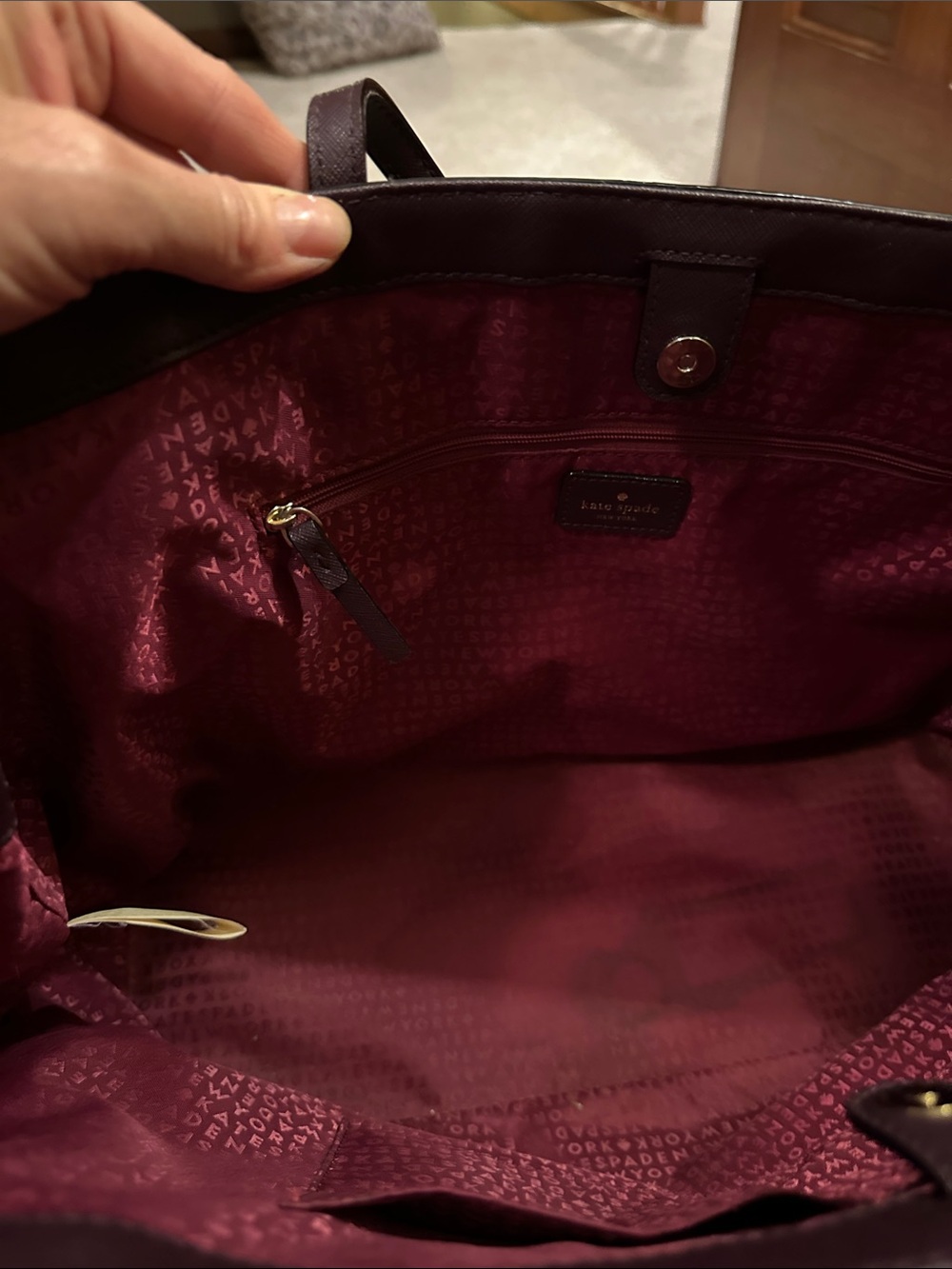 kate spade plum leather tote in wine - Picture 8 of 14